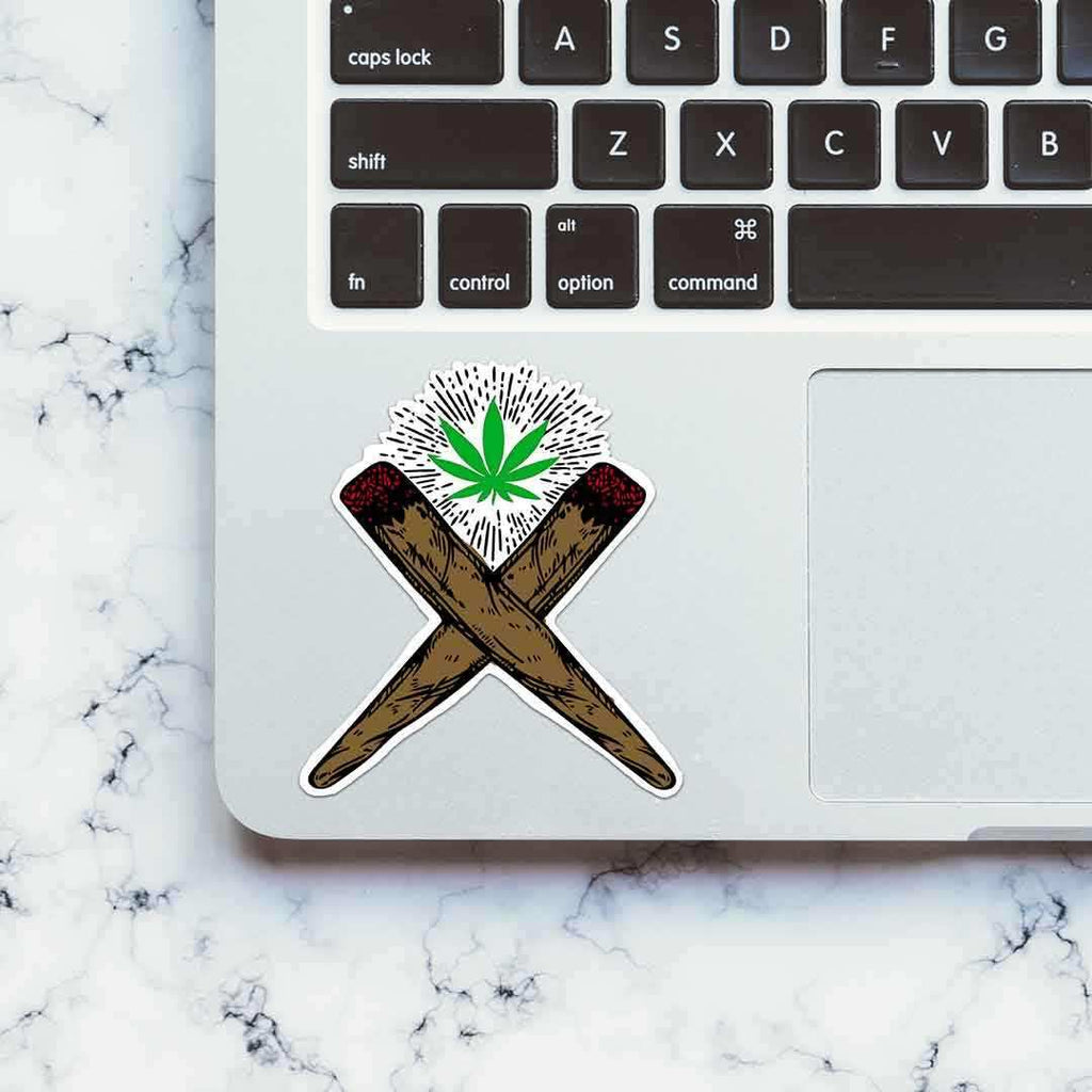 Weed Cross Sticker waterproof vinyl decal for laptop, bike, car & bottle