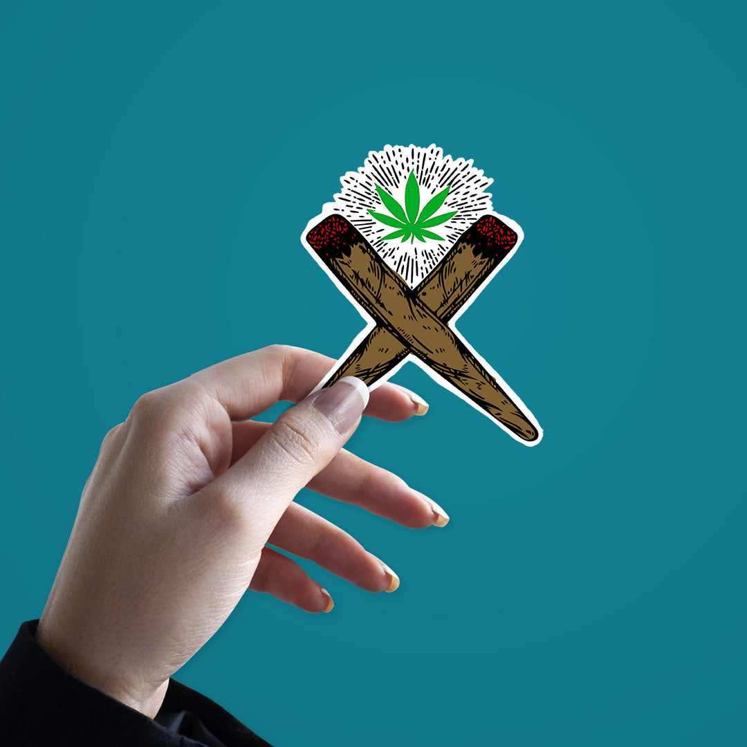 Weed Cross Sticker waterproof vinyl decal for laptop, bike, car & bottle