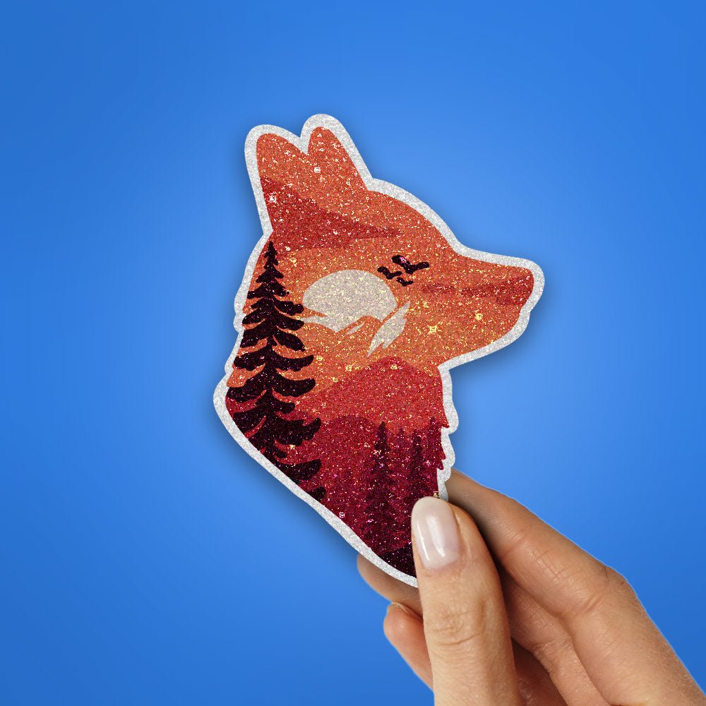 Wild Wolf Glitter Sticker - Glitter Stickers | STICK IT UP