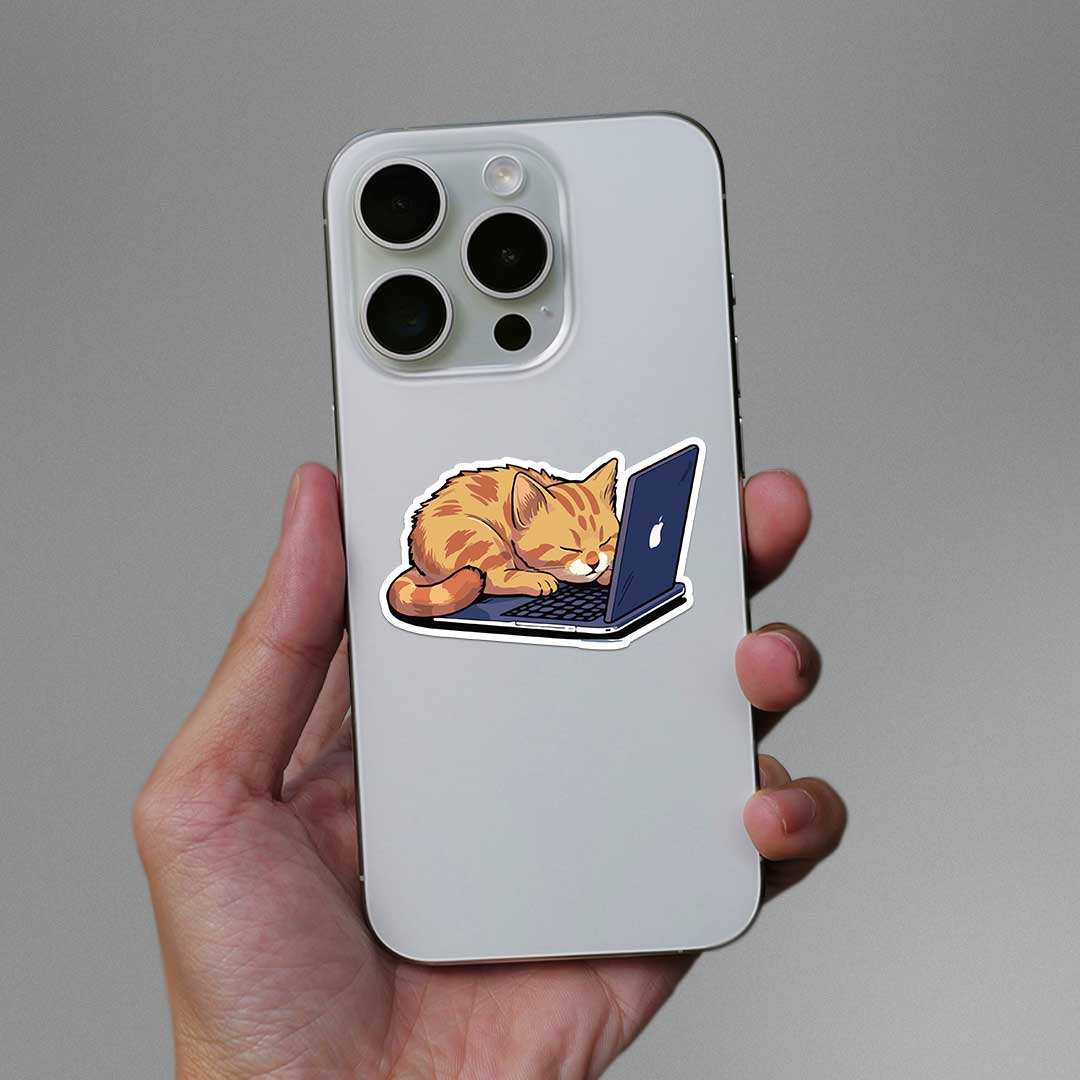 Working Cat Sticker waterproof vinyl decal for laptop, bike, car & bottle