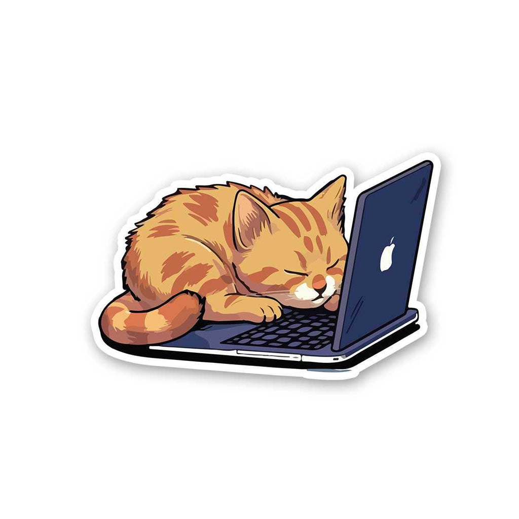 Working Cat Sticker waterproof vinyl decal for laptop, bike, car & bottle