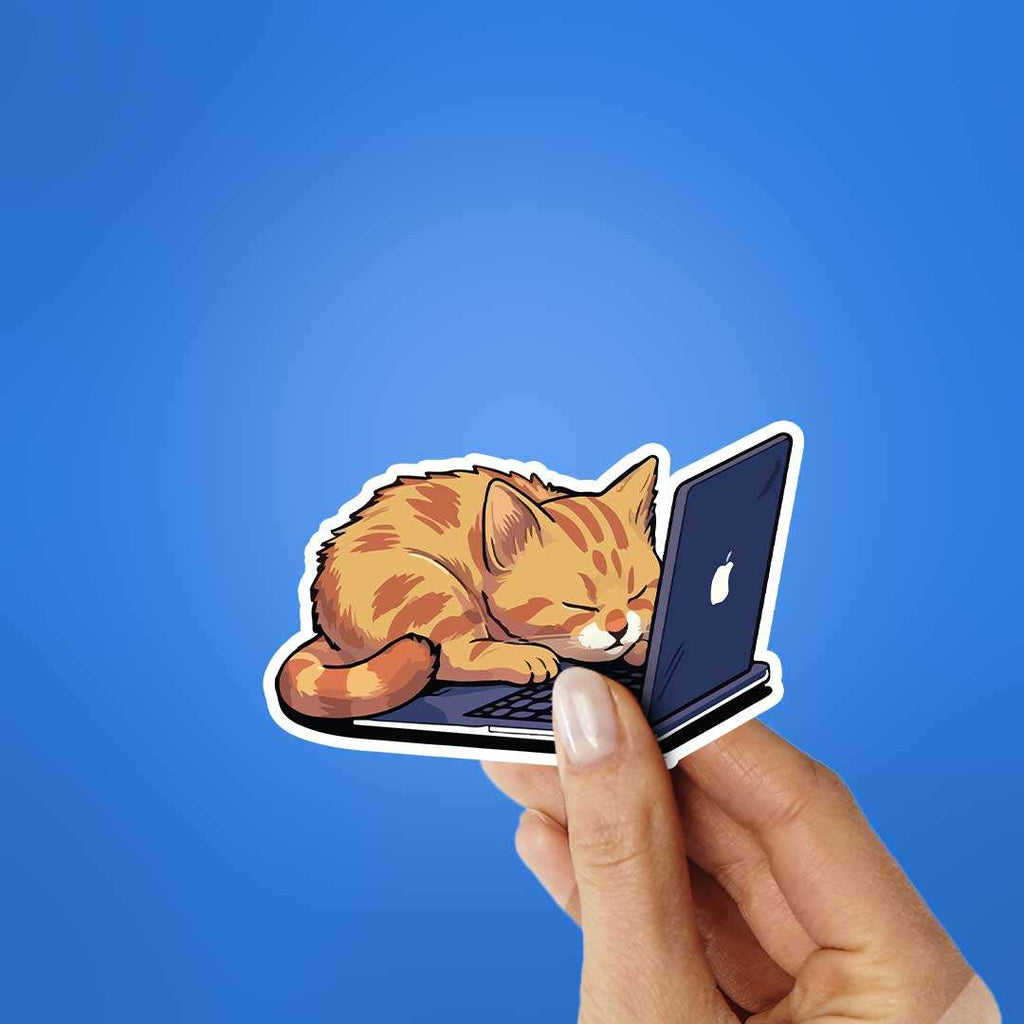 Working Cat Sticker waterproof vinyl decal for laptop, bike, car & bottle