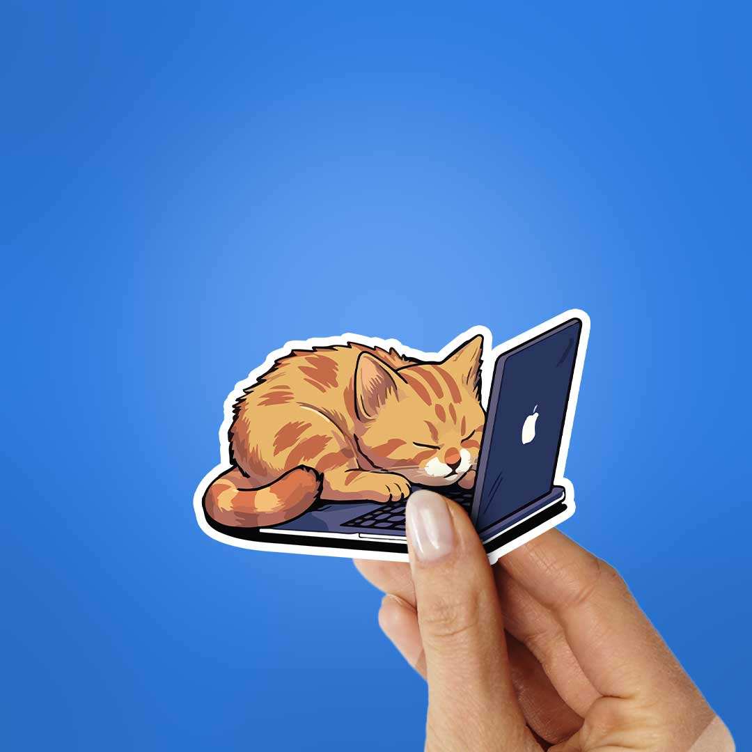 Working Cat Sticker waterproof vinyl decal for laptop, bike, car & bottle